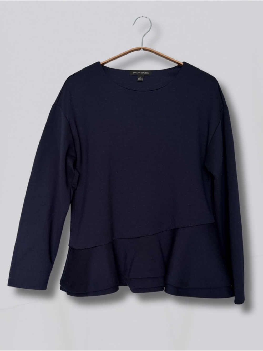 Banana Republic Navy Long-Sleeve Peplum Top